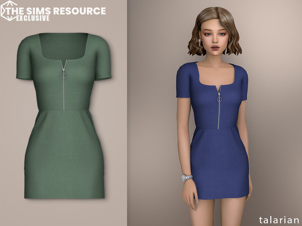 Sims 4 — Noa Dress by talarian — Short fitted dress with short zipper sleeve Available in 22 colors Compatible with the