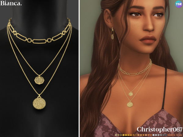Sims 4 — Bianca Necklace by christopher0672 — This is a super chic and effortlessly fabulous set of layered coin