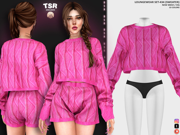 Sims 4 — LOUNGEWEAR SET-434 (SWEATER) BD1165 by busra-tr — 10 colors Adult, Elder, Teen, Young Adult
