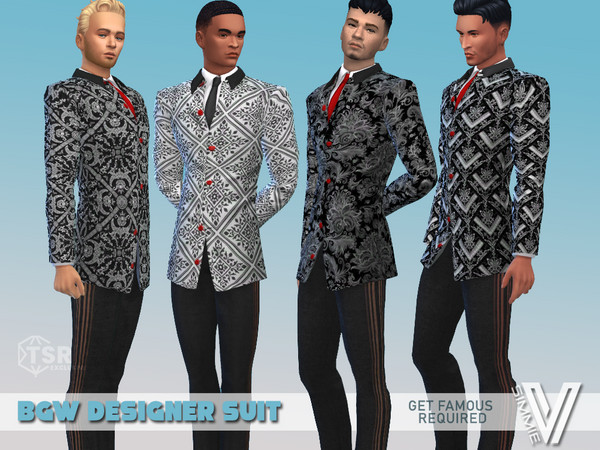 Sims 4 — BGW Famous Designer Suit by SimmieV — You don't have to be a global celebrity to wear this suit, but these 8