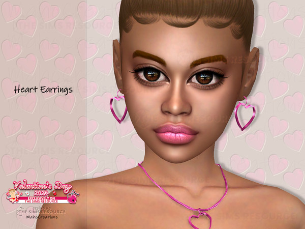 Sims 4 — Heart Earrings by MahoCreations — Heart earrings in shiny 26 colors. new mesh