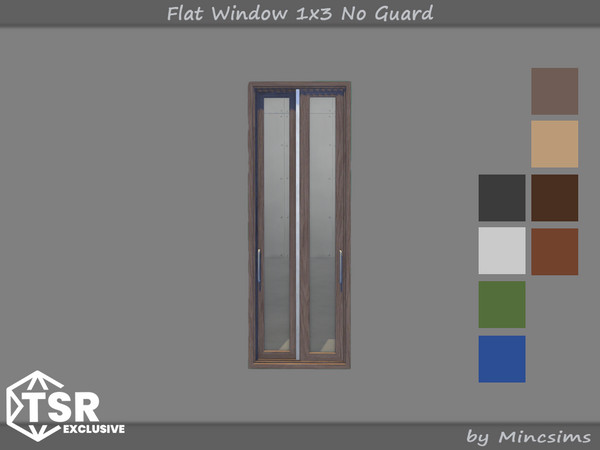 Sims 4 — Flat Window 1x3 No Guard by Mincsims — Original set was made in 2021. A version without guards has been added by