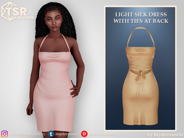 Sims 4 — Light silk dress with ties at back by MysteriousOo — Light silk dress with ties at back in 12 colors