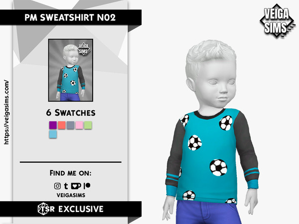 Sims 4 — PM SWEATSHIRT N02 by David_Mtv2 — Available in 6 swatches for toddler only. The same patterns that it has for