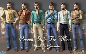 Sims 2 — Casual Style Clothing for Men by Nikki041498 — Sexy open shirts with high collars and form hugging pants. Will