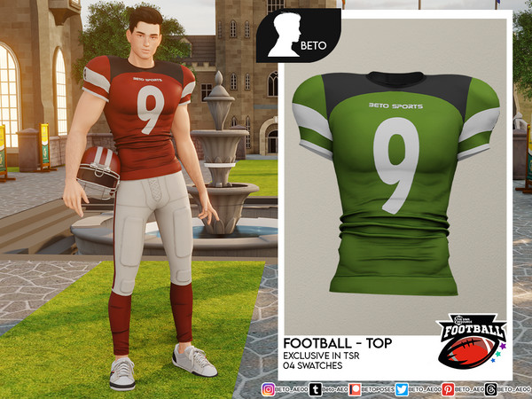 Sims 4 — Football (Top) by Beto_ae0 — American Football player uniform, Enjoy it - 04 colors