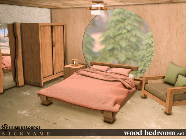 Sims 4 — wood bedroom set by NICKNAME_sims4 — wood bedroom set 10 package files. wood bedroom set_double bed
