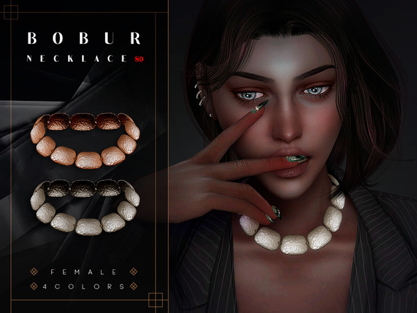 Sims 4 — Plate necklace by Bobur2 — Necklace made from an oval plate with an uneven texture 4 colors for female I hope