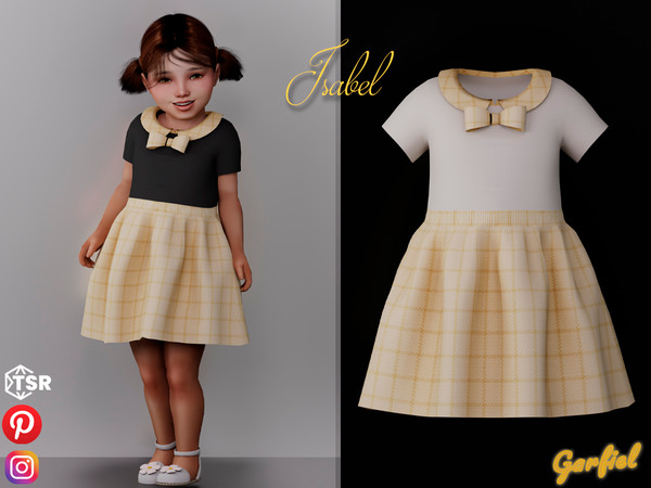 Sims 4 — Isabel - Cute plaid dress by Garfiel — Cute female toddler dress outfit