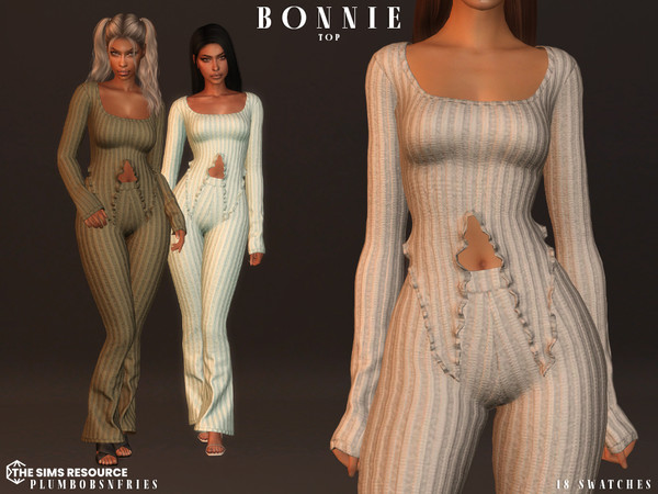 Sims 4 — BONNIE top by ali1 — Ribbed Blouse New Mesh