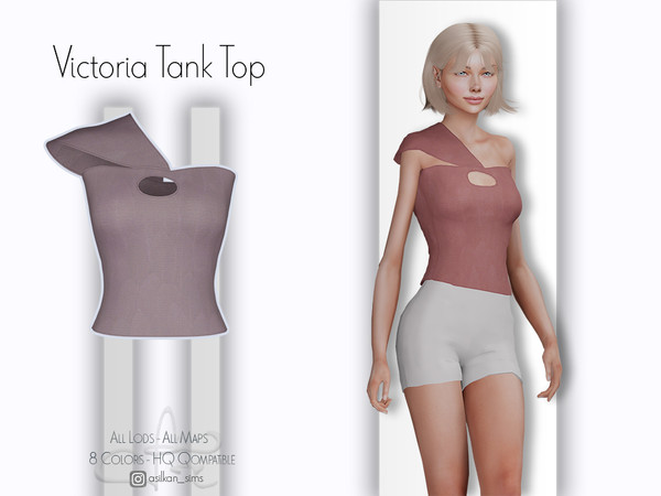 Sims 4 — Victoria Tank Top- ACN 381 by Asilkan — - 8 Colors