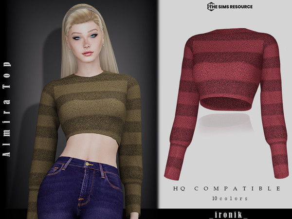 Sims 4 — Almira Top by _ironik_ — -10 Colors