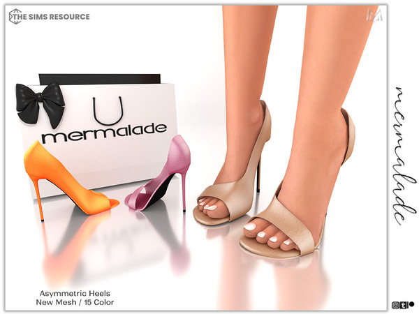 Sims 4 — Asymmetric Heels S311 by Mermalade — New Mesh