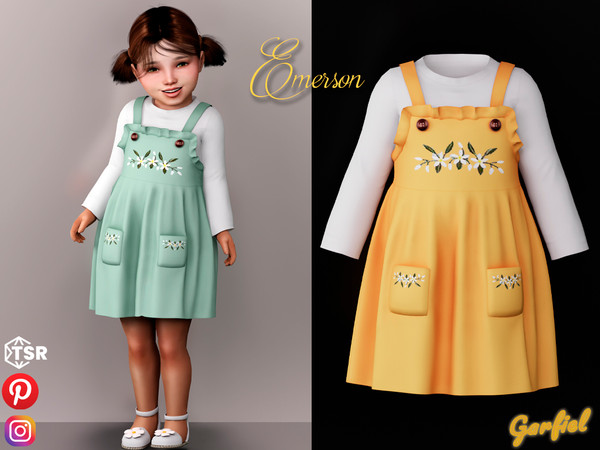 Sims 4 — Emerson - Cute dress with floral pattern by Garfiel — Cute female toddler dress outfit