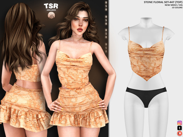 Sims 4 — STONE FLORAL SET-447 (TOP) BD1192 by busra-tr — 10 colors Adult, Elder, Teen, Young Adult