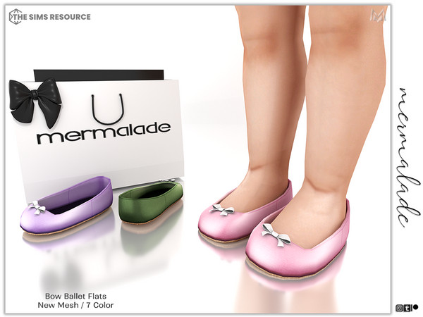 Sims 4 — Bow Ballet Flats S318 (Toddler) by Mermalade — New Mesh