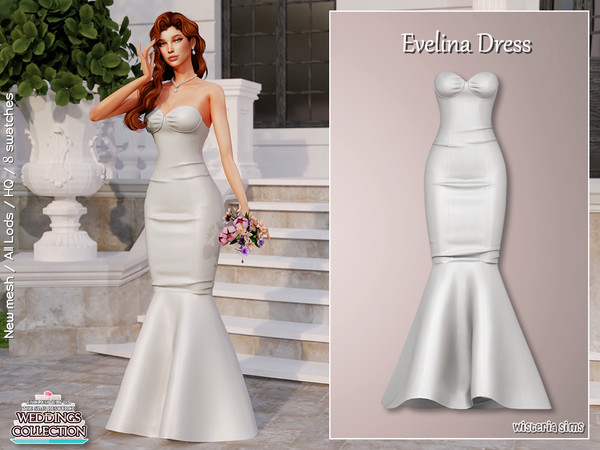 Sims 4 — Evelina Dress by WisteriaSims — - FOR WOMAN - NEW MESH - TEEN TO ELDER - Clothing Body Category
