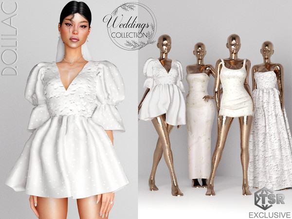 Sims 4 — Weddings Collection Puff Sleeve Mini Wedding Dress DO0254 by DOLilac — Custom thumbnail