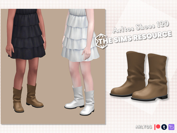 Sims 4 — Pu leather boots Child by Arltos — 6 colors. HQ compatible . Child only. TYPE-Boots.