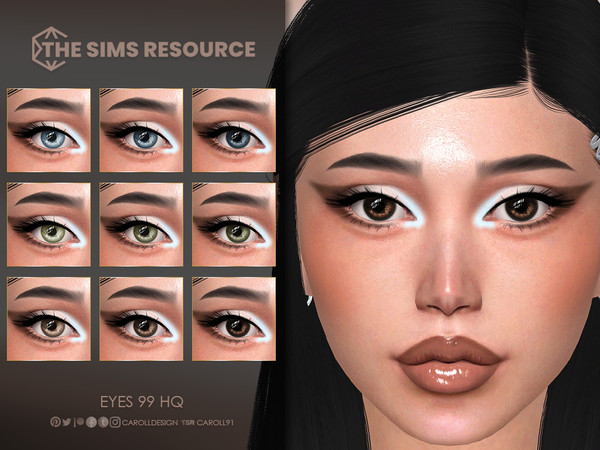 Sims 4 — Eyes 99 HQ by Caroll912 — A 9-swatch realistic set of eyes in muted shades blue, green, black and brown. Suited