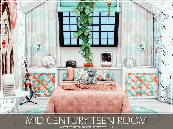 Sims 4 — Mid Century Teen Room by MychQQQ — Value: $ 9,110
