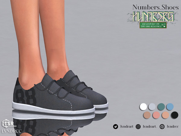 Sims 4 — Numbers Shoes by LVNDRCC — Low cut fabric sneakers in sporty style with elevated 88 print. In light an wearable
