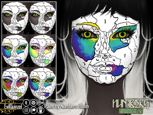 Sims 4 — Paint By Numbers Blush by EvilQuinzel — Paint by numbers face mask. Blush category;