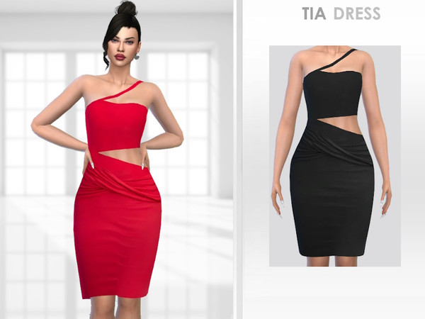Sims 4 — Tia Dress by Puresim — Female dress in 2 swatches