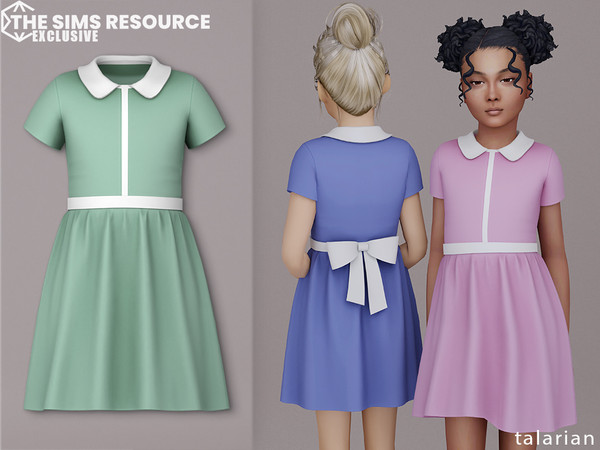 Sims 4 — Mia Dress by talarian — Dress with satin collar and bow on the back Available in 15 colors All maps, all lods