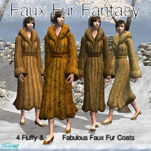 Sims 2 — Faux Fur Fantasy - 4 designs by The T — No real animal was harmed on making of these coats. Model : 'Miss Rita