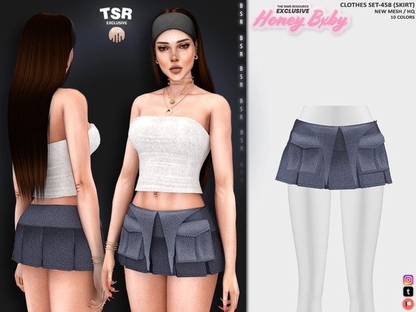 Sims 4 — HoneyBxby - CLOTHES SET-458 (SKIRT) BD1217 by busra-tr — 10 colors Adult, Elder, Teen, Young Adult