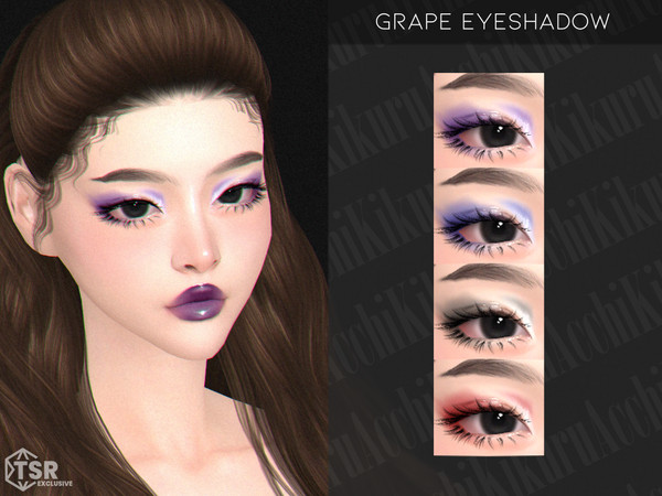 Sims 4 — Grape Eyeshadow by Kikuruacchi — - It is suitable for Female and Male. ( Teen to Elder ) - 4 swatches - HQ