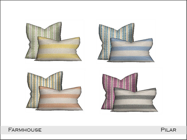 Sims 4 — Pilar Farmhouse pillows by Pilar — Cheerful flowers and colors for the hall