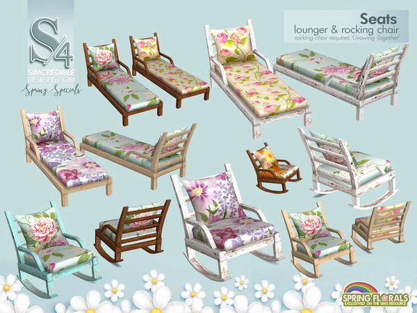 Sims 4 — Spring Specials Rocking Chair - GROWING TOGETHER by SIMcredible! — To Beautify your outdoors during this flowery