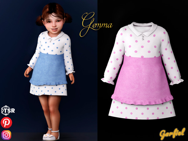 Sims 4 — Gemma - Cute Polka-dot dress by Garfiel — Cute female toddler dress outfit