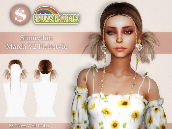 Sims 4 — March V2 Hairstyle by Shimydimsims — Hi! I hope you will like this hair, there are two pigtails and two small