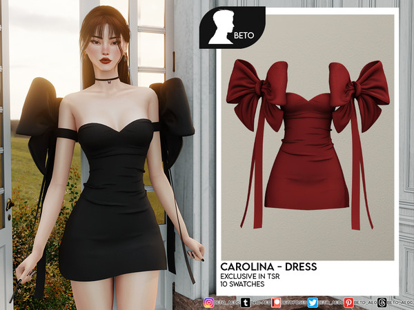 Sims 4 — Carolina (Dress) by Beto_ae0 — coquette dress with big bows, Enjoy it - 10 colors