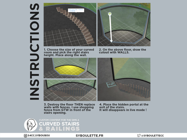 Sims 4 — SYB x RVSN - Elevator Spiral stairs tuning by Syboubou — This is just the tuning. Do not separate from the