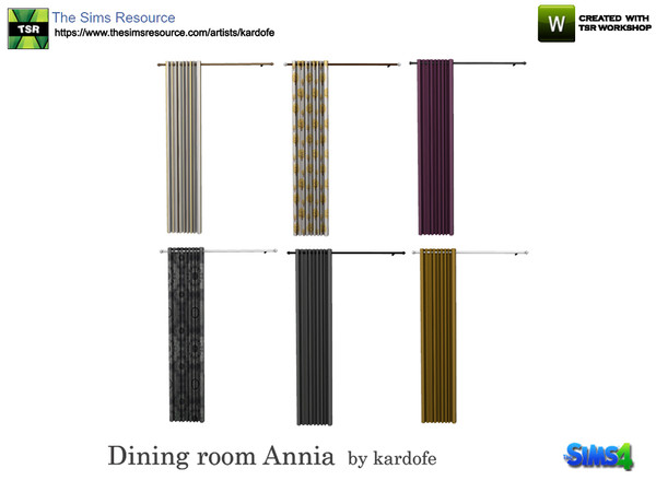 Sims 4 — kardofe_Dining room Annia_Curtains 2 by kardofe — Curtain on the left side, for very tall windows, in six