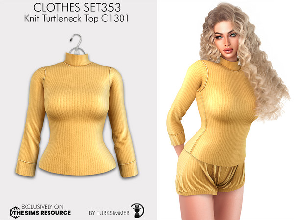 Sims 4 — Clothes SET353 - Knit Turtleneck Top C1301 by Daph's — 8 Swatches