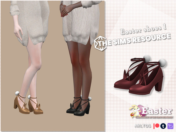 Sims 4 — EASTER - Bunny heels by Arltos — 11 colors.