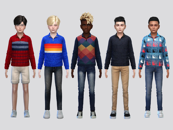 Sims 4 — Zipper Down Sweater Boys by McLayneSims — TSR EXCLUSIVE