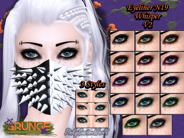 Sims 4 — Eyeliner N19 - Whisper V2 by PinkyCustomWorld — Very smudged, messy eyeliner for all your grunge loving sims out
