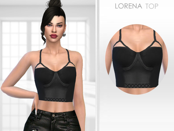 Sims 4 — Lorena Top by Puresim — Black top for female sims