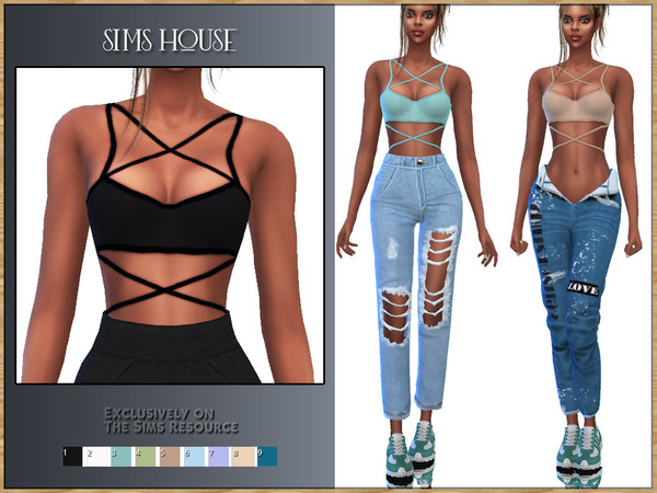 Sims 4 — WOMEN'S CROSS STRAP TOP by Sims_House — WOMEN'S CROSS STRAP TOP