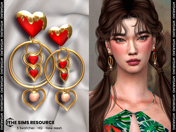 Sims 4 — heart earring na461 female version by Mydarling20 — new mesh