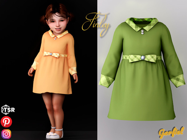 Sims 4 — Finley - Cute plaid dress by Garfiel — Cute female toddler dress outfit