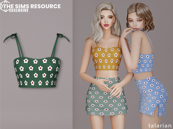 Sims 4 — Amari Top by talarian — Shoulder Tie Top Part of a set Available in 18 colors
