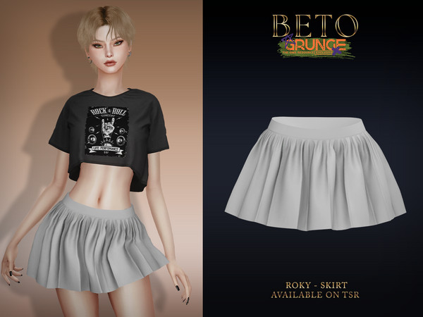 Sims 4 — Roky (Skirt) by Beto_ae0 — Rock fan girl outfit, enjoy it - 06 colors