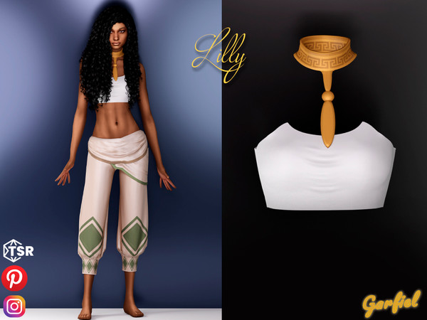 Sims 4 — Lilly - Short top with necklace by Garfiel — Cute female top with gold necklace